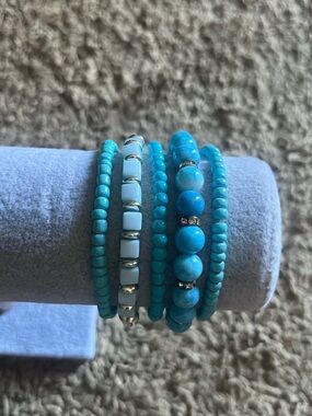 Turquoise Beaded Stretch Bracelet Set
